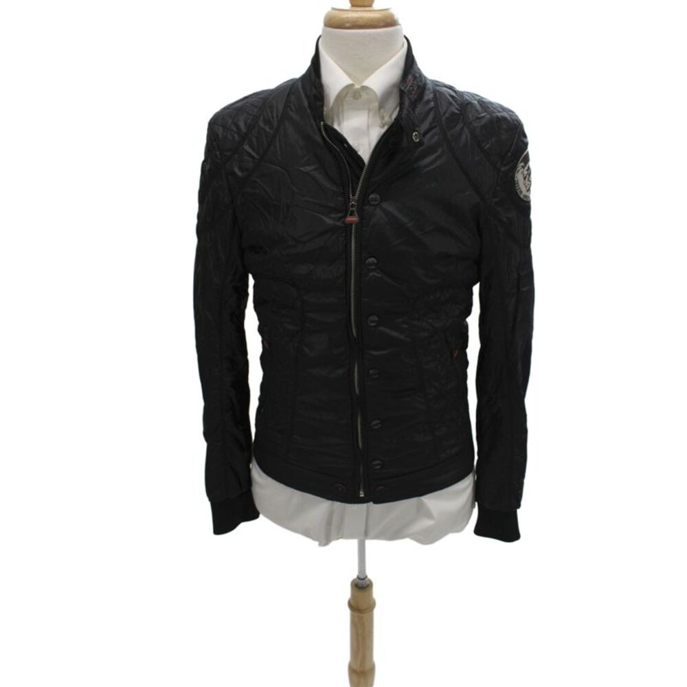 Ducati Mens Motorcycle Quilted Jacket Black Nylon Button Biker Size M